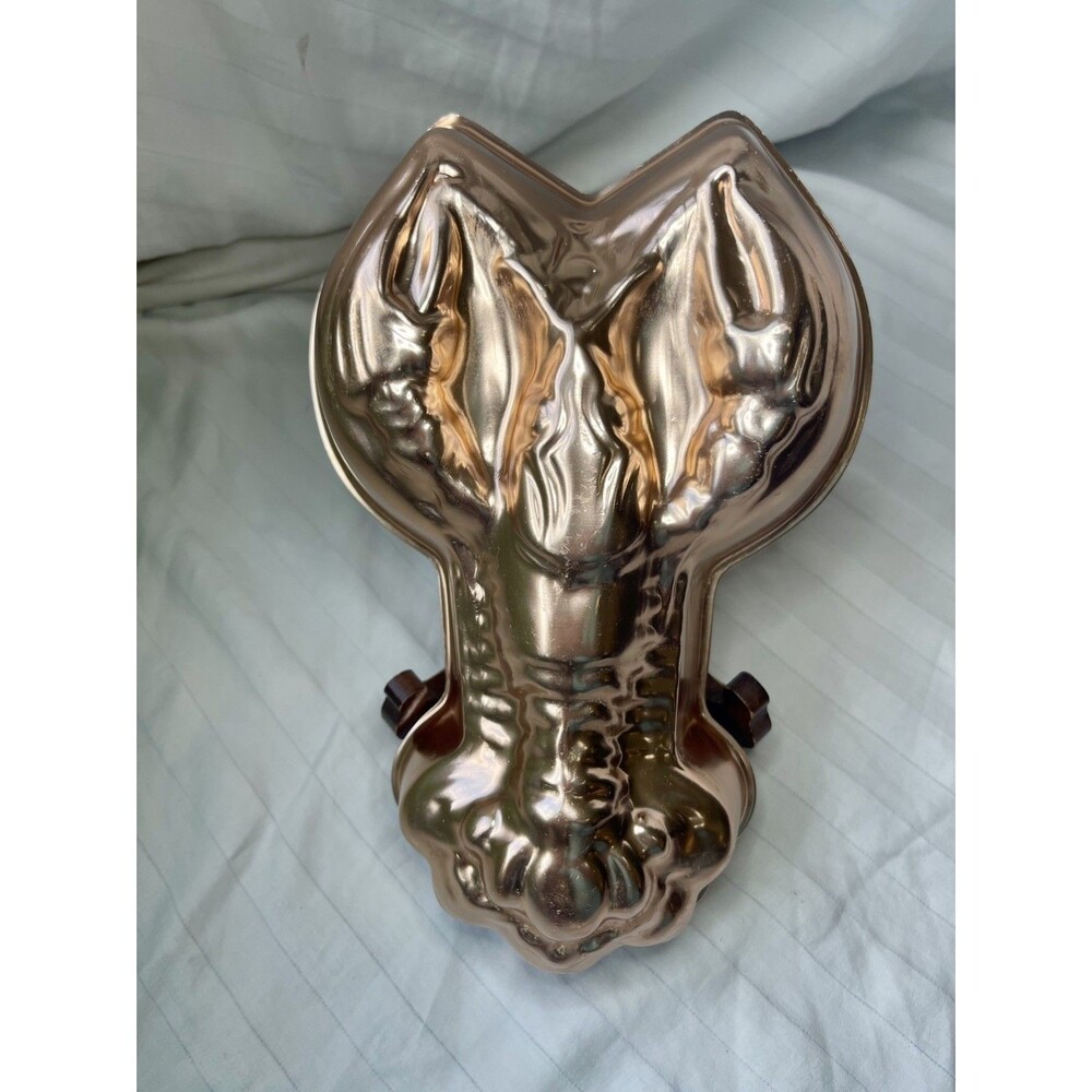 Vintage Copper Tone Metal Aluminum Dip Gelatin Jello Mold Lobster Shaped